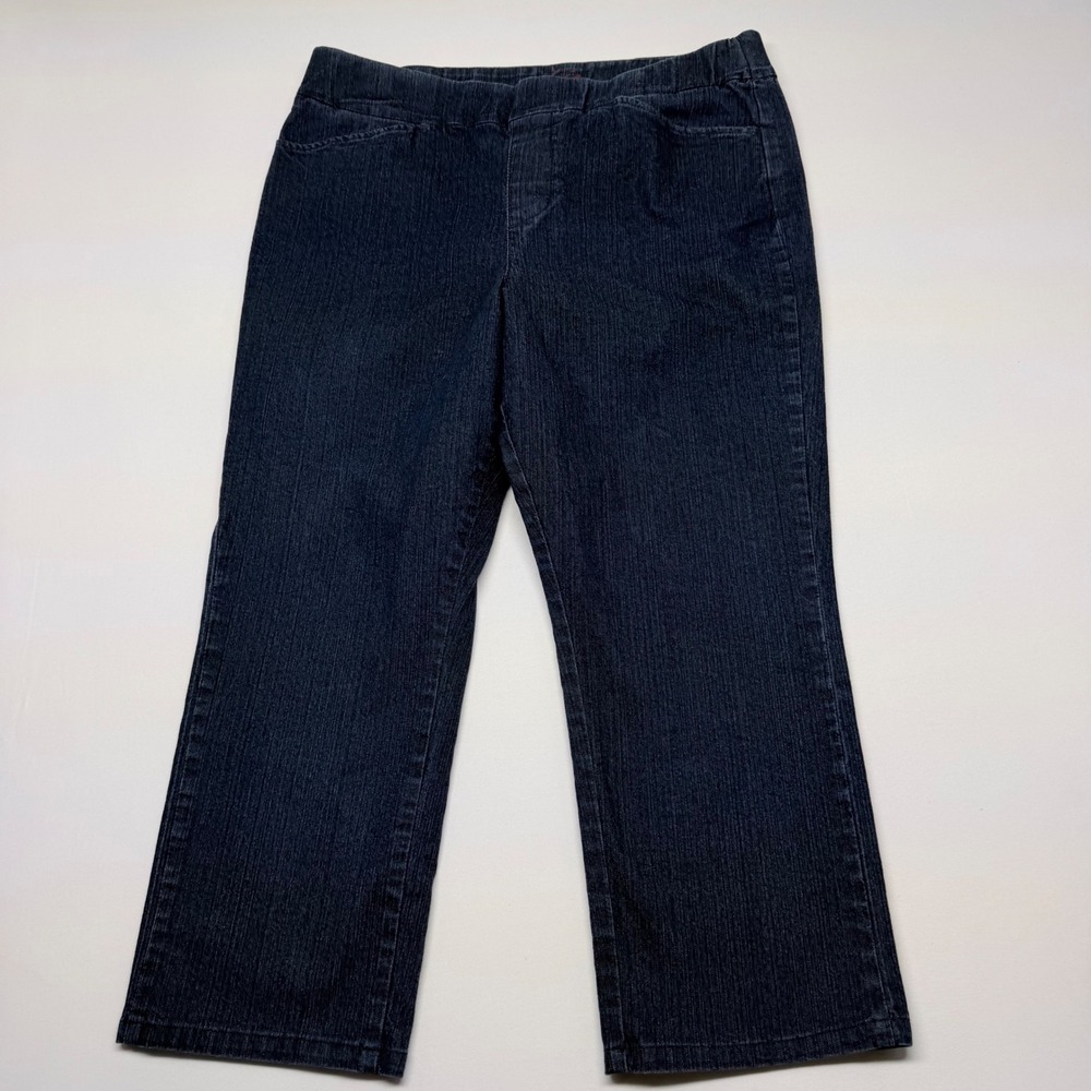 Chic Classic Collection Womens 14 Petite Pull On Straight Leg Jeans Dark Wash